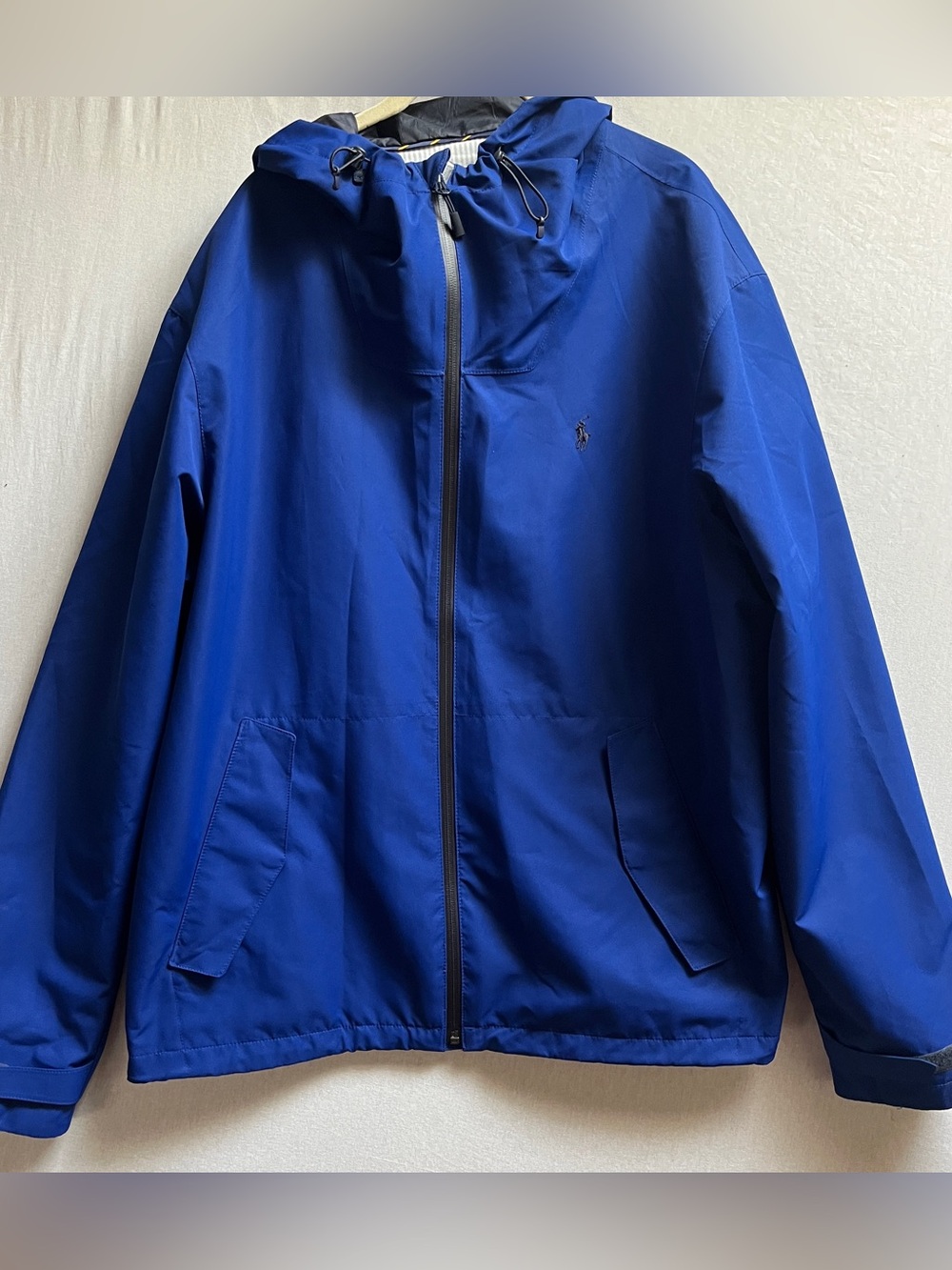 Polo Ralph Lauren Royal Blue Waterproof Hooded Windbreaker Rain Jacket Size XL